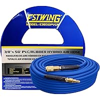 Estwing E3850PVCR 3/8" X 50' PVC/Rubber Hybrid Air Hose with 1/4" Brass Fittings