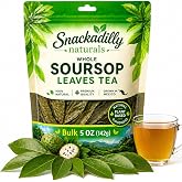 Snackadilly Soursop Leaves for Tea (140 Cups!) &ndash; Whole Dried Graviola Leaves, 5oz Resealable Bag, 100% Natural Wildcrafted Guanabana/Jamaican Soursop Herbal Tea