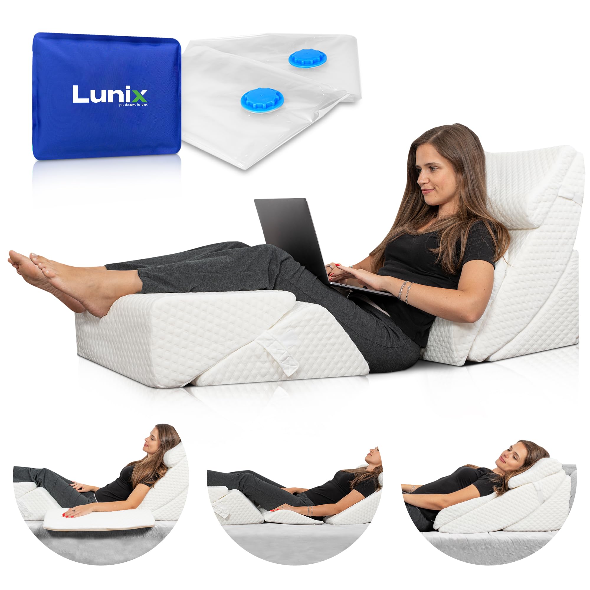 Photo 1 of ** SIMILAR** Lunix LX13 6-Piece Post-Surgery Recovery System, Orthopedic Bed Wedge Pillow Set for Tummy Tuck & Back Comfort, Zero-Gravity Memory Foam, Pebble White
