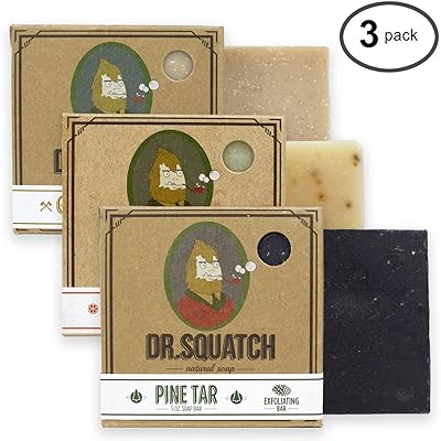 Dr. Squatch Men's Soap Sampler Pack (3 Bars) &ndash; Pine Tar, Cedar Citrus, Gold Moss Bars &ndash; Natural Manly Scented Organic Soap for Men (3 Bar Bundle Set)