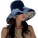 HUAMULAN Women Summer Sun Hat Wide Brim Wired Edge Floral Beach Bucket Hats Reversible Foldable Travel UV Protection Lady Hat