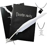 EROIKAKMI 4 PCS Notebook Set L Leather Journal and Necklace Feather Pen Anime Accessories