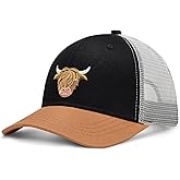 Highland Cow Hat-Cow Print Hat,Highland Cow Gifts for Women/Men,Cute Hats-Funny Trucker Hat