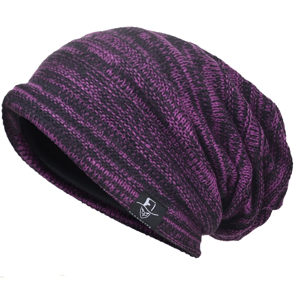 VECRY Mens Slouchy Knit Oversized Beanie Skull Caps Artistic Hats (Purple)