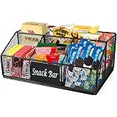 Xbopetda Snack Organizer for Countertop, 5 Compartments Metal Snack Basket Container, Chips Organizer, Snack Bar Station Decor, Kitchen Pantry Organization and Storage
