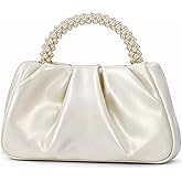 BEGONICA White Pearl Purse Shoulder Bag Women Soft Leather Evening Clutch Bag Wedding Prom Crossbody Bag Small Chic