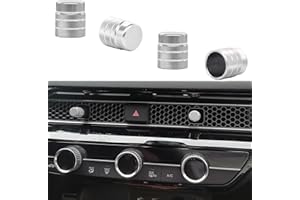 LOCOY Vent Knob Cover for Honda Civic 11th Gen Accessories 2022 2023 2024, for Honda CRV 2023 2024 Vent Control Knob Cap, AC Vent Lever Trim, AC Wind Outlet Lever Ring (4 Pcs Silver)