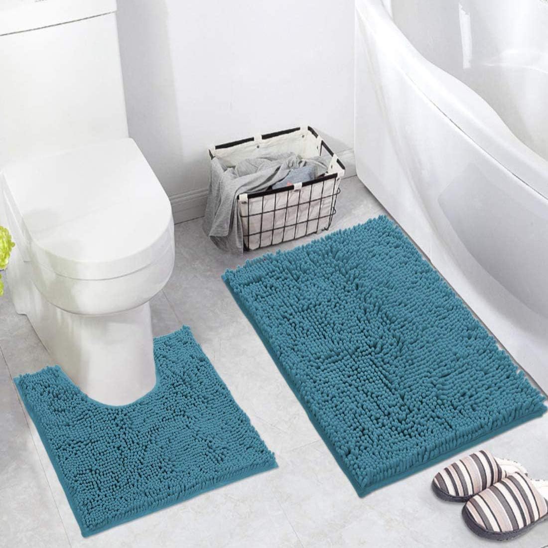 BellaHills 2 Piece Bath Mat & Pedestal Set, Non Slip Bathroom Set Color