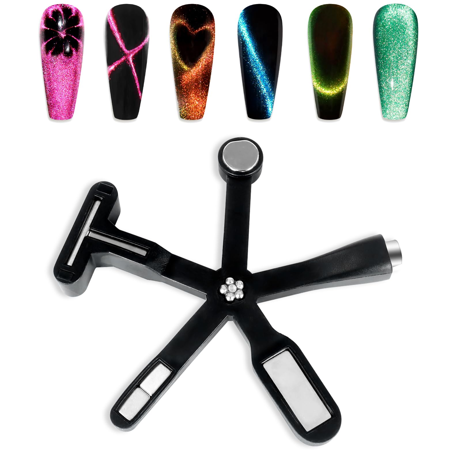 Photo 1 of Laza Nail Magnet Set, Super Strong 6-in-1 Cat Eye Magnet for Nails, Nail Magnet Tool for Velvet Gel Polish, Magnetic Nail Polish Wands for 9D Galaxy Cat Eye Nail Art Design