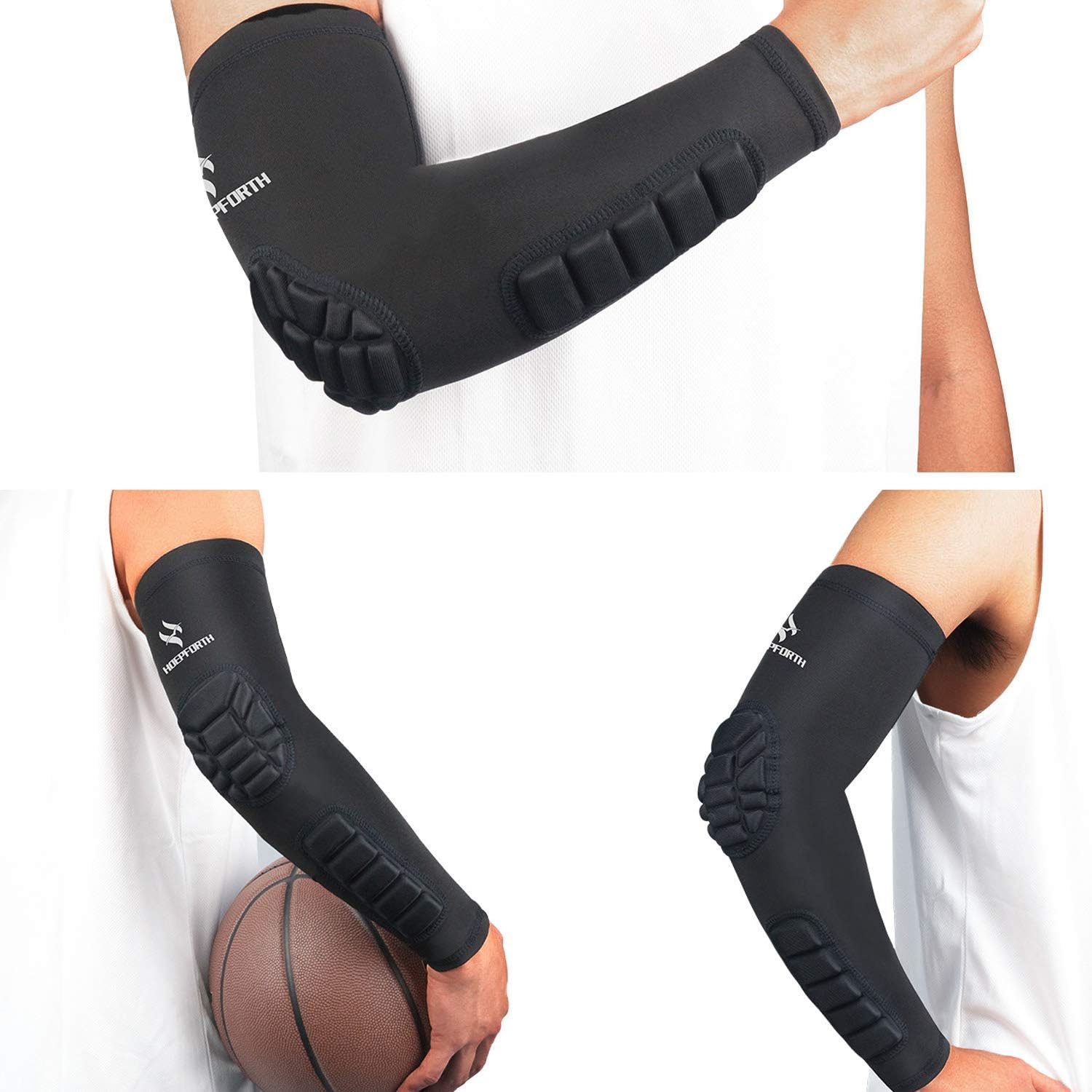 HOPEFORTH 2PCS Padded Elbow Forearm Sleeves Compression Arm Protective Support : Clothing