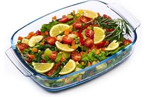 Daniks Glass Baking Dish with Handles | 4 Quart Glass Casserole for Cooking | Microwave, Oven and Dishwasher Safe Bakeware