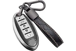 MONTAGUE Key Fob Cover for Nissan with Keychain Accessories, Premium Soft TPU Full Protection Key Case for Altima Rogue Sentra Maxima Armada Pathfinder Murano, for Infiniti 5-Buttons Smart Key Shells (Silver)