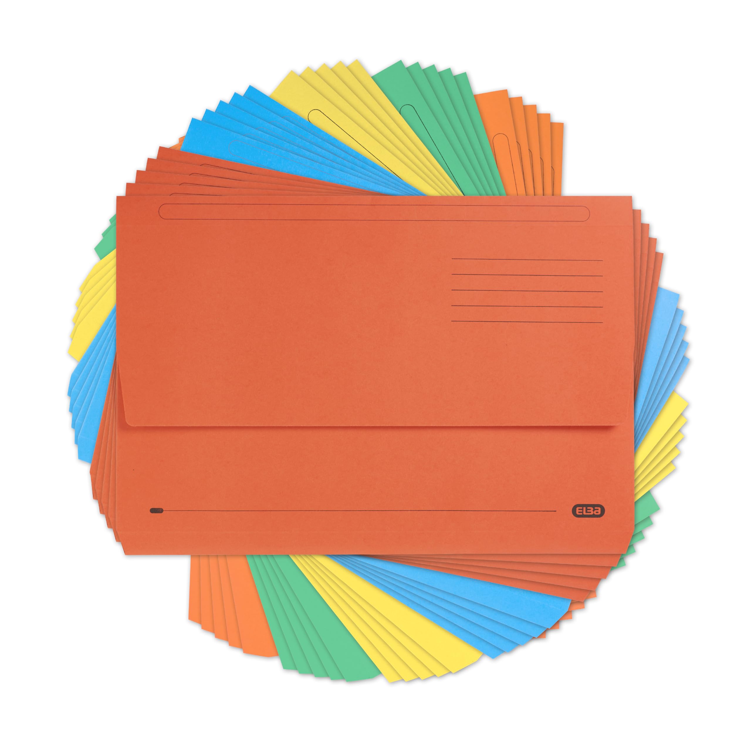 Elba Foolscap Document Wallets, Assorted Colours, A4+, Pack of 25 Folders