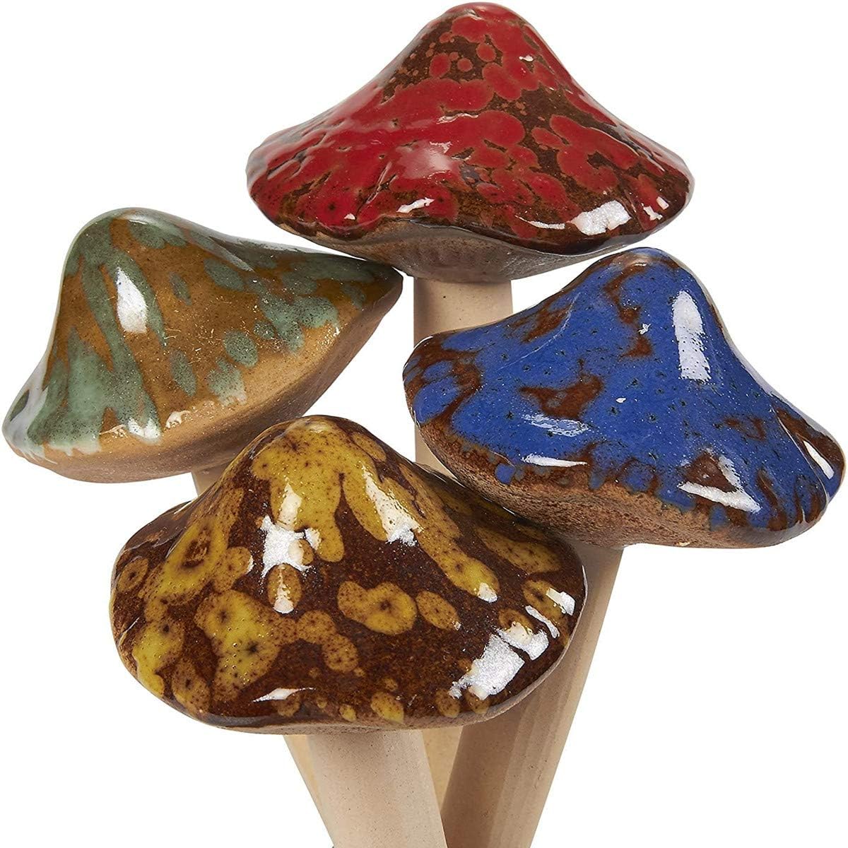 Sdeetesamjun 4 PCS Ceramic Mushroom Statue,Garden Decorations Lawn Ornaments