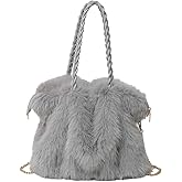Extolove Furry Purse Winter Fluffy Bags for Women Fuzzy Tote Bag Handbags Faux Fur Bag Fluffy Shoulder Crossbody Bag