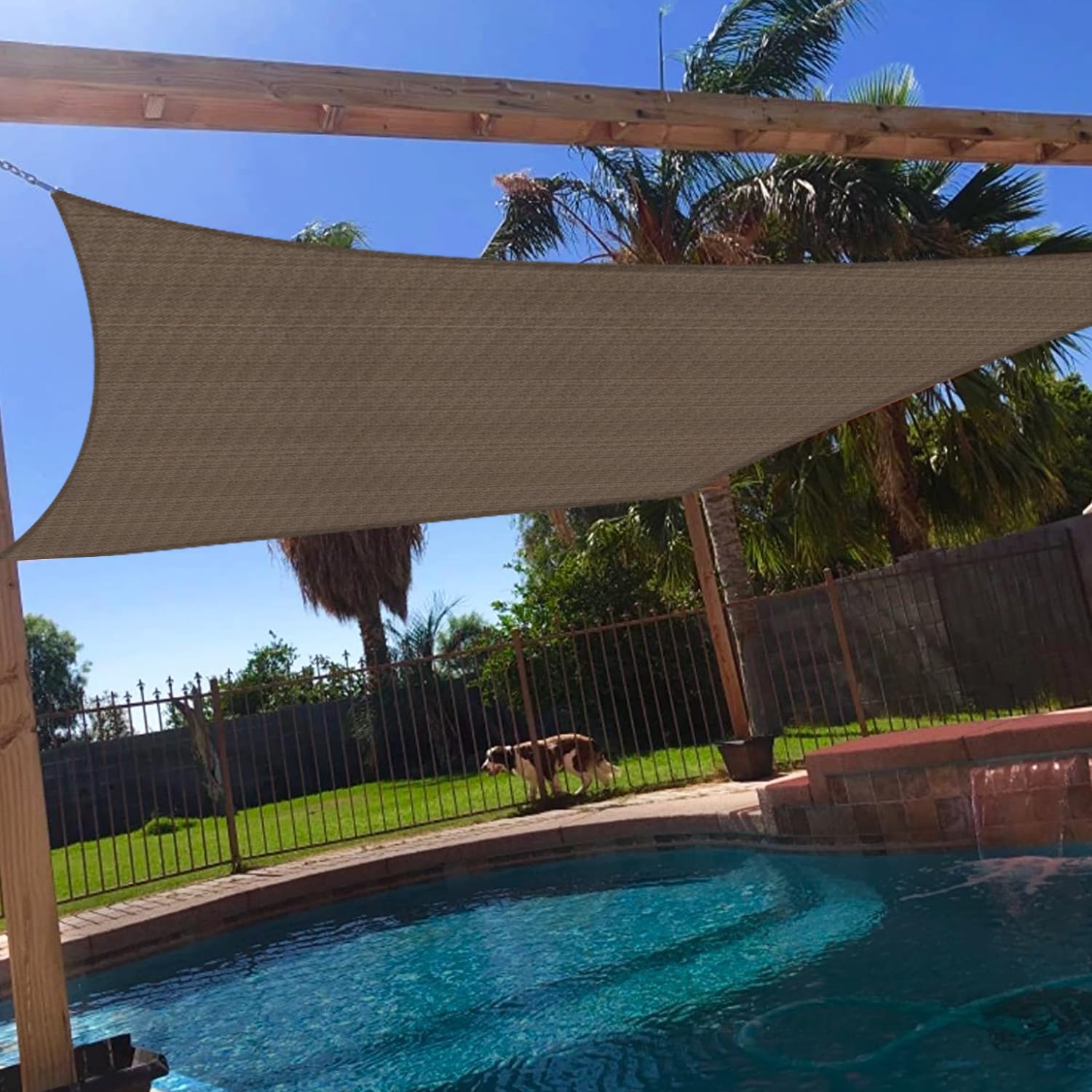 Windscreen4less 22' x 22' Sun Shade Sail Rectangle Outdoor Canopy Cover UV Block for Backyard Porch Pergola Deck Garden Patio (Brown) Image