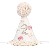 BASCT Bow 2nd Birthday Hat for Girls – Boho Birthday Crown, Baby Girl Pink Bday Party Hat, Bow Theme Decorations, Cake Smash Outfit (2nd birthday hat)
