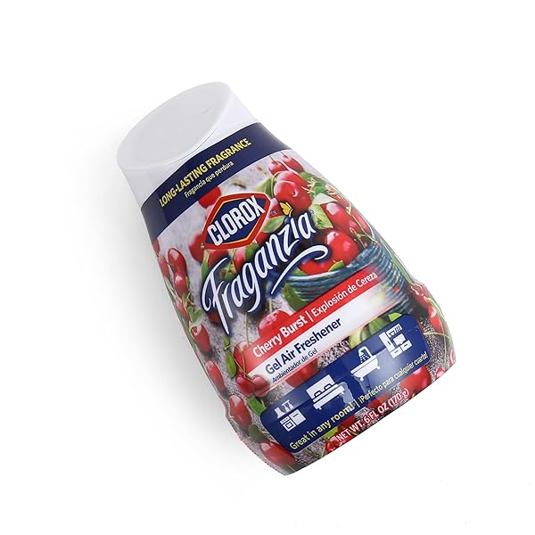 CLOROX FRAGANZIA GEL AIR FRESHENER CONE, CHERRY BURST SCENT – NO-PLUG, BATTERY-FREE AIR FRESHENER FOR SMALL ROOMS, CLOSETS, KITCHENS, BATHROOMS, OFFICES AND MORE, 6 OUNCE