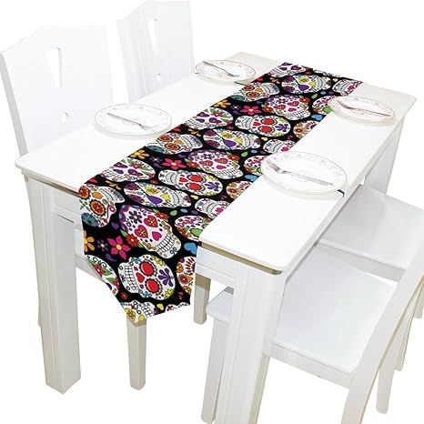 Amazon Com Alaza Day Of The Dead Sugar Skull Polyester Table