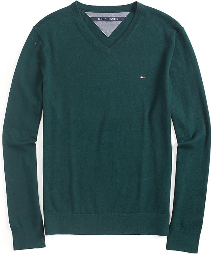 Tommy Hilfiger Men's Pima Cotton Cashmere VNeck Sweater, Dark Green