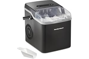 Hamilton Beach Portable Bullet Countertop Ice Maker Machine, Makes 26 Lbs/Day, 9 Cubes Every 6 Minutes, Self-Clean Function, for RV, Office, Kitchen, Dorm, Makes 2 Sizes, Black (86151)