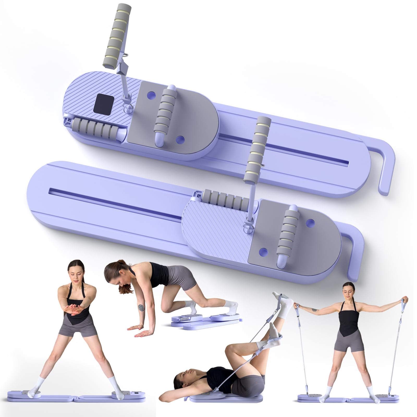 Photo 1 of Lerpio Pilates Board with Resistance Band, 20 in 1 Portable Pilates Reformer Set, Pilates Board for Home Workout, Multifunctional Pilates Reformer Board for Full Body Workout (Purple)