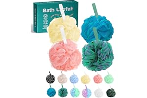 Amazerbst 4 Pack Bath Sponges Mesh Balls Shower Loofahs Wash Back Body Cleaning Scrubber Exfoliator Loofah Sponge Bathing Accessories Women Men