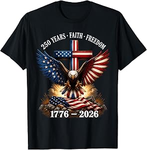 250th Anniversary USA Shirt Faith Freedom Patriotic Eagle 4th of July Tee T-Shirt