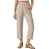 ANRABESS Womens Capri Pants 2026 Summer Casual Elastic High Waisted Lounge Cropped Tapered Ankle Beach Trousers Work Outfits