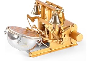 RAJ GHARANA METALS Metal Automatic Aarti Machine for Home - Small Arti Machine for House Temple - Atri Machine with Drum, Bells with Adjustable Arti Tempo/Rhythm - Ideal Gift for All Occasion, Gold