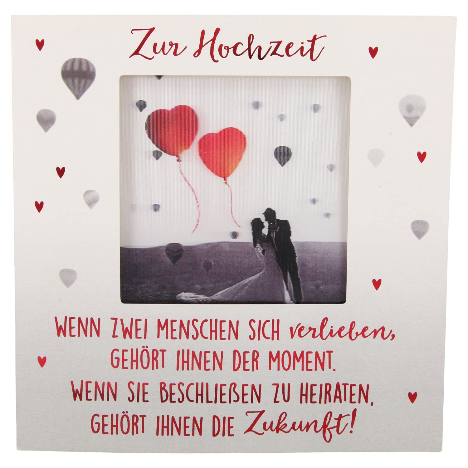 Depesche 11130-045 3D Folding Card with Music and Light, Wedding Card Approx. 15.5 x 15.5 cm, Wedding Card with Matching Envelope, Printed Inside and Outside