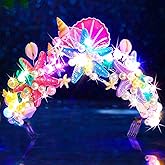 GENBREE Light Up Mermaid Crown LED Seashell Headband Starfish Hair Accessories for Women