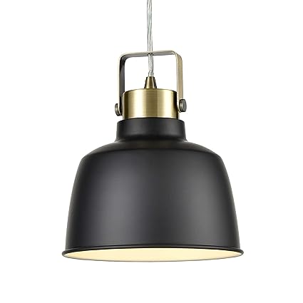 Modern Brass Pendant Light light society mercer mini pendant light matte black shade with brushed brass finish modern industrial farmhouse lighting fixture ls c169 blk amazon