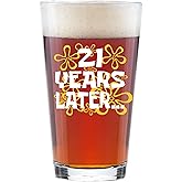 Funny 21st Birthday Gift for Him – “21 Years Later” Beer Glass Design – 16oz Pint Glass – Hilarious College Turning 21 gift for Men, Son, Brother or Best Friend – Nostalgic Birthday Present