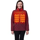 ORORO [Upgraded] Women’s 4-Zone Fleece Heated Jacket with Heated Collar, Heating Fleece Jacket with Rechargeable Battery
