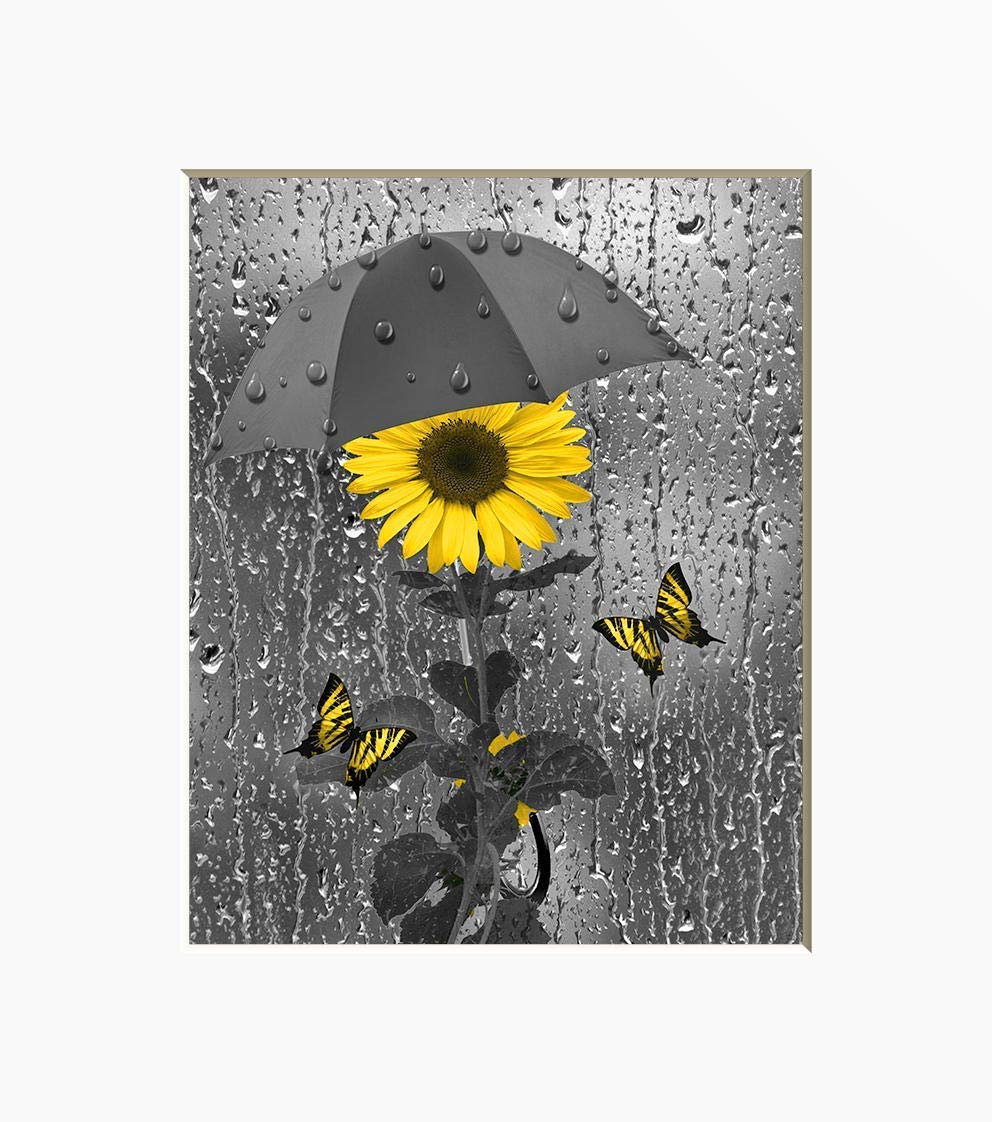 Yellow Gray Bathroom Wall Decor Sunflower Raindrops Matted 5x7 8x10 11x14 Photography Wall Art Picture Options Handmade Cjp Org In