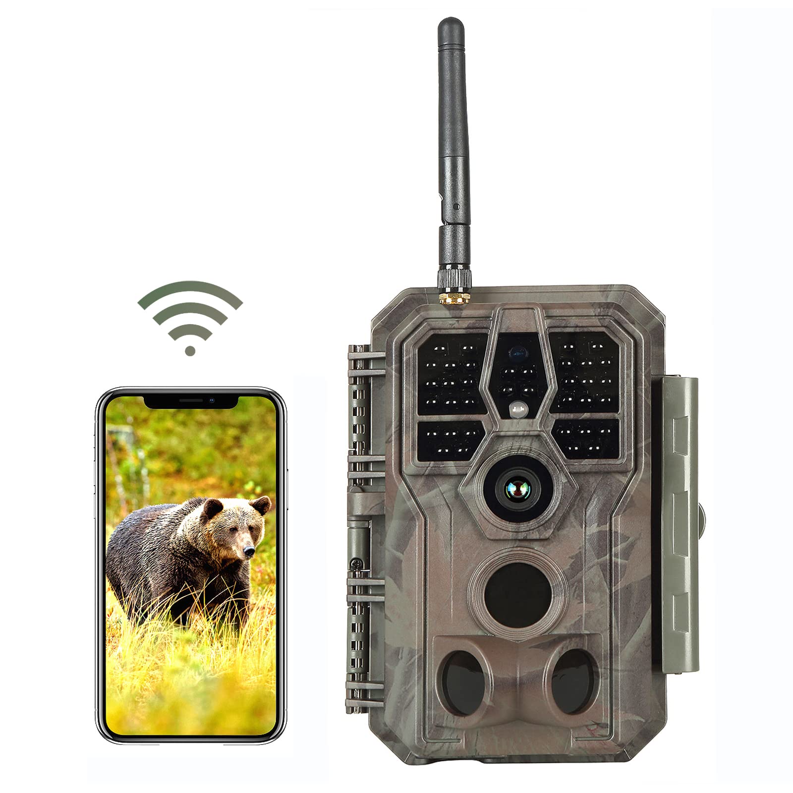 Folgtek WiFi Game Camera Wildlife Trail Cam 48MP 1296P HD Video with 100ft Night Vision Distance & Motion Detection IP66 Waterproof 2.4'' LCD Screen 120° Wide Angle for Hunting Surveillance