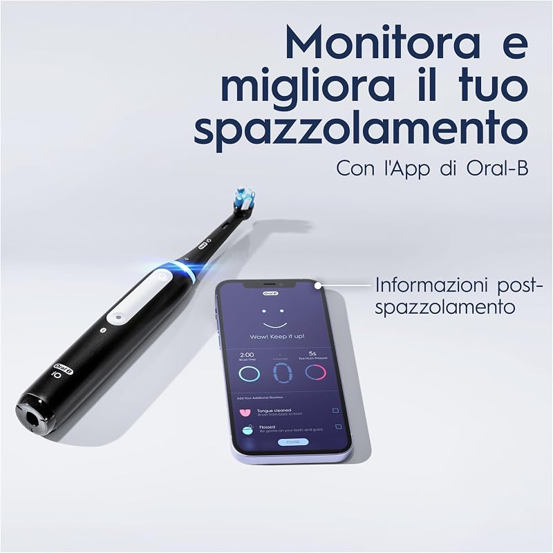 Spazzolino Elettrico Ricaricabile iO 4 Nero, 1 Testina Di Ricambio, 1 Custodia Da Viaggio. 1 Spazzolino