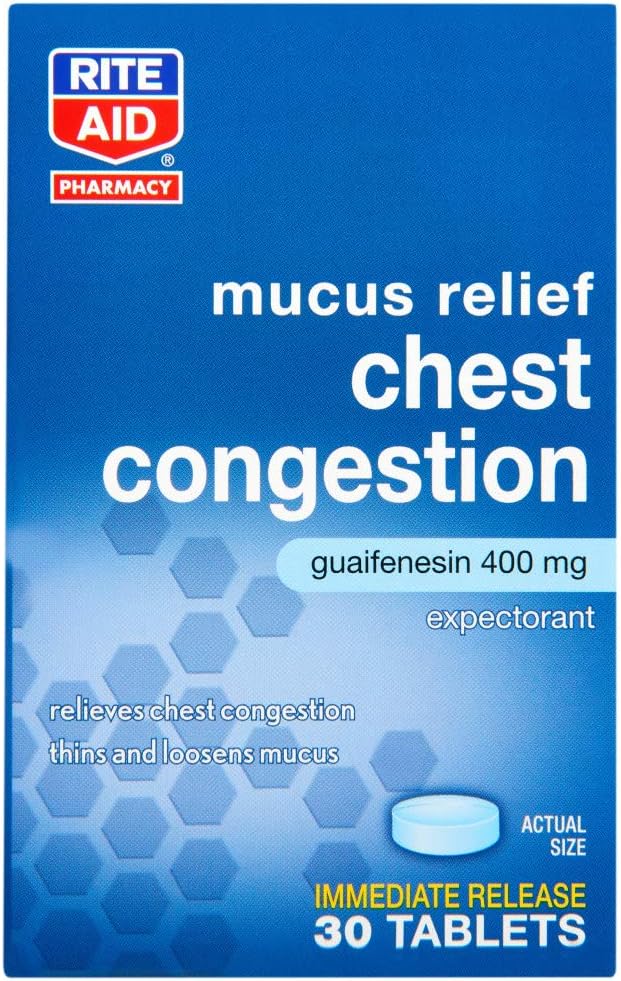 Amazon Com Rite Aid Chest Congestion Mucus Relief With Immediate Release Tablets 400 Mg 30 Count Cough Medicine For Adults Health Personal Care