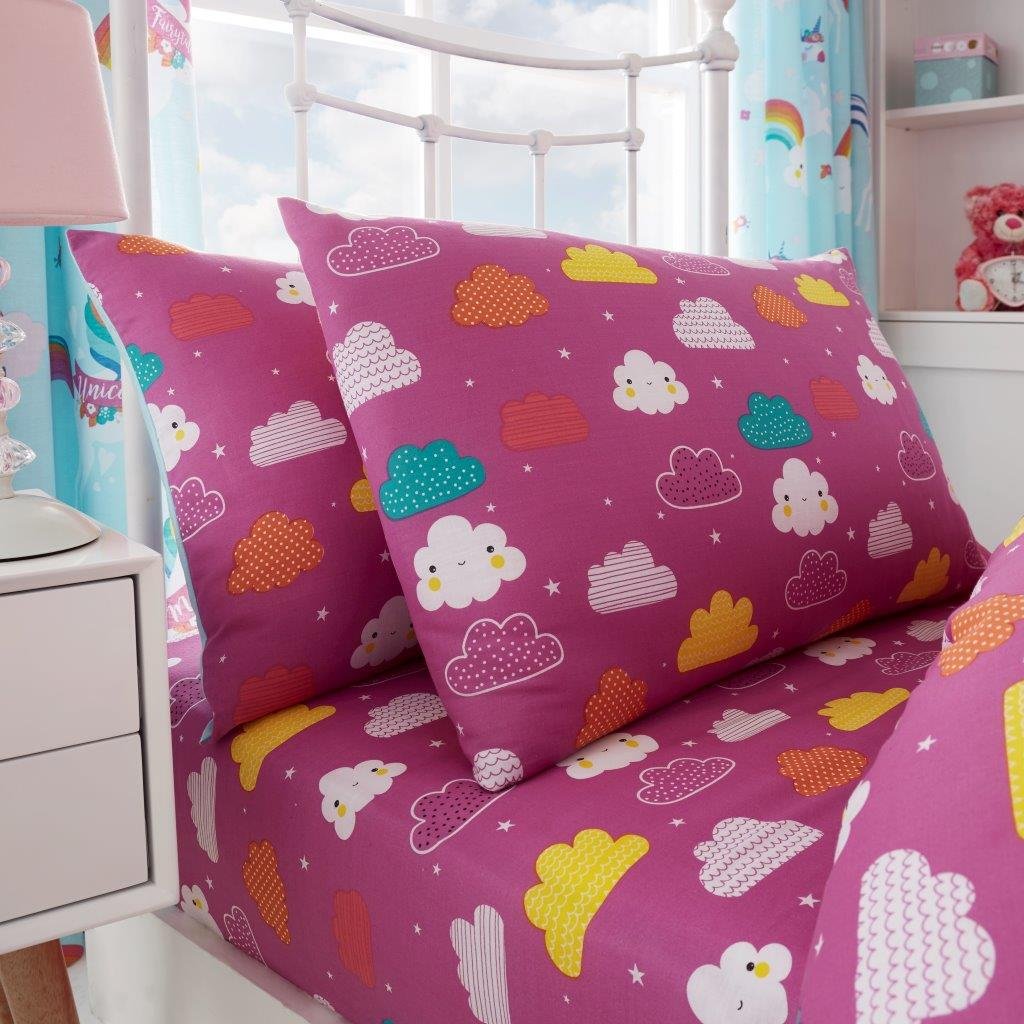 Gaveno Cavailia Easycare Kids Rotary Sheet Set with Fitted Sheet and Pillow Case, [ Unicorn Fairy Tale - Single ]
