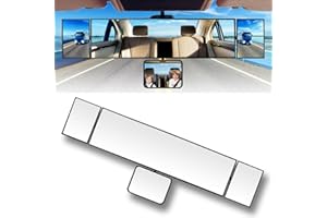 SkycropHD 15" Rear View Mirror with Baby Mirror, Clip on Wide Angle Car Interior Panoramic Rearview Mirror to Eliminate Blind