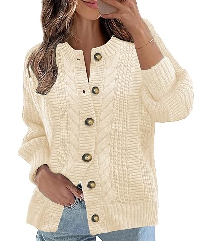 Patchwork Cardigan Sweaters for Women Fall Winter Vintage Chunky