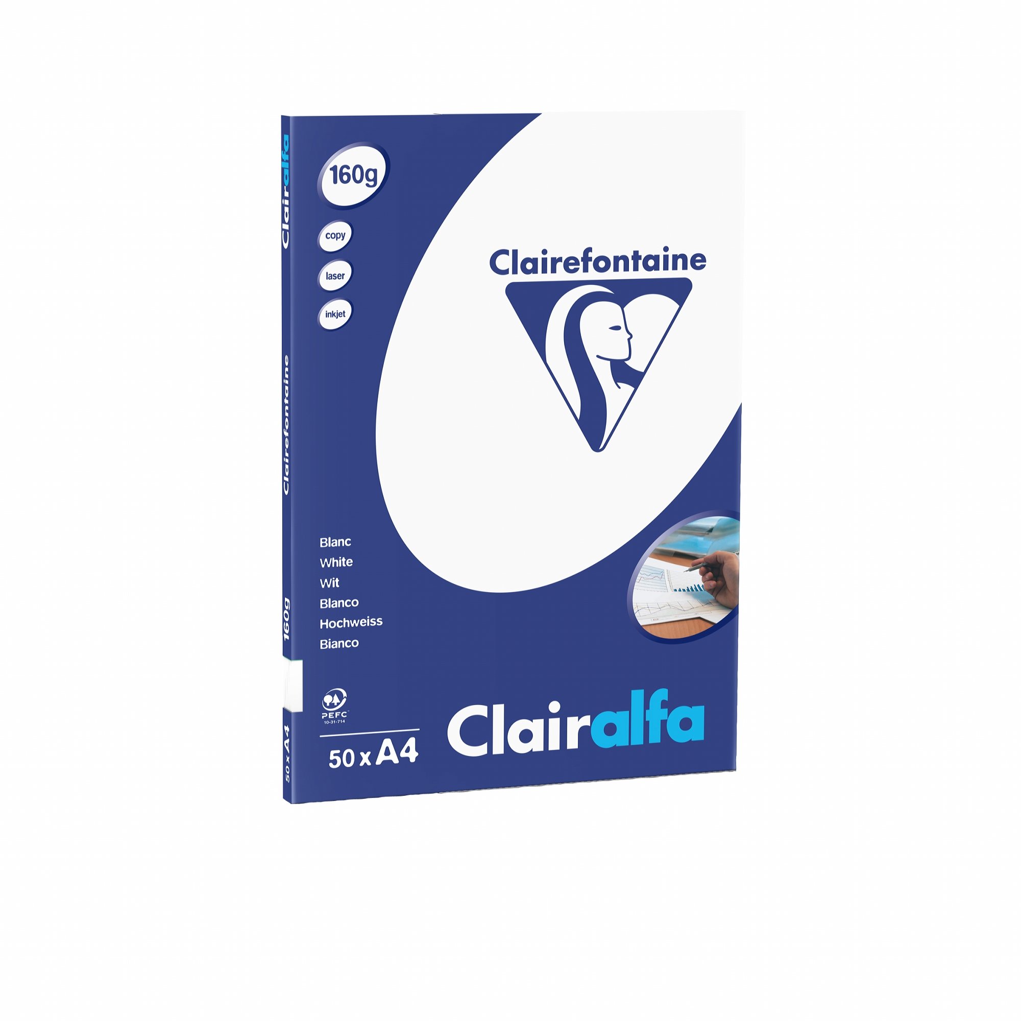 Clairefontaine Trophee PPP 4189C Printer Paper/Copier Paper Intense Colours DIN A4 160 g 50 Sheets White 1 Pack