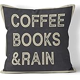 DECOPOW Vintage Style Coffee Decorative Throw Pillow Cover Square 18X18 Inches (Coffee Books)