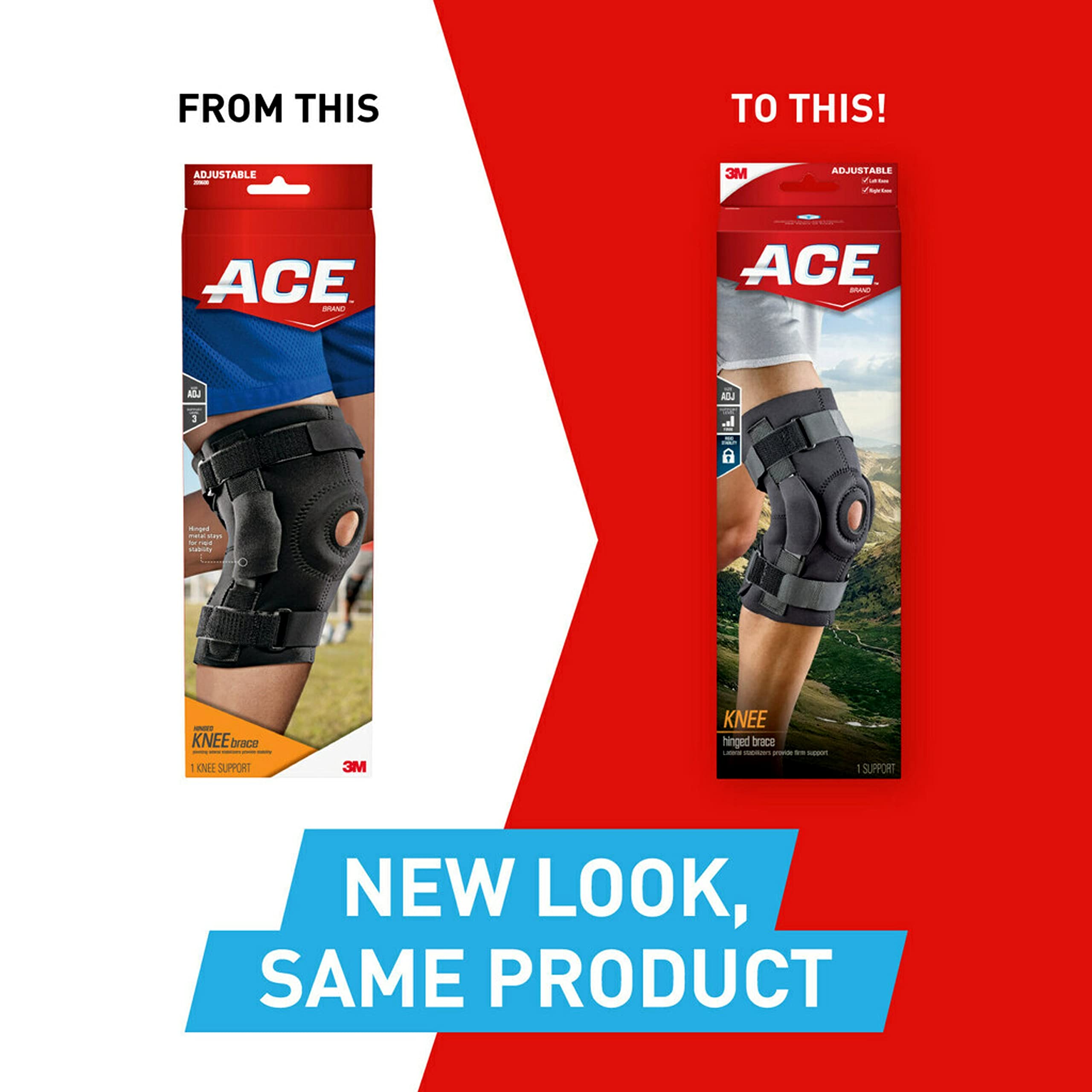 ACE Hinged Knee Brace, Helps support weak, injured, arthritic or sore knee, , One Size Fits Most, Black