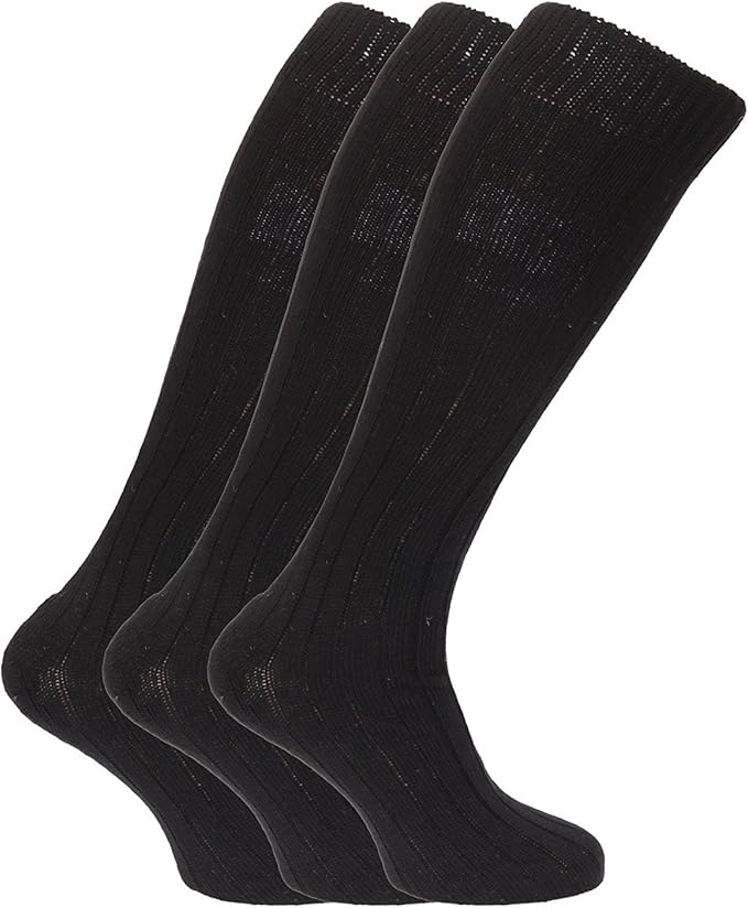 3x Pairs of Mens Long Length Wool Blend Socks with Padded Sole/UK 611