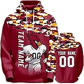 Tuuiixo Custom Football Sweatshirts City Mascot Camo Personalized Fan Hoodies Gift Name & Number Pullover for Men Women Youth