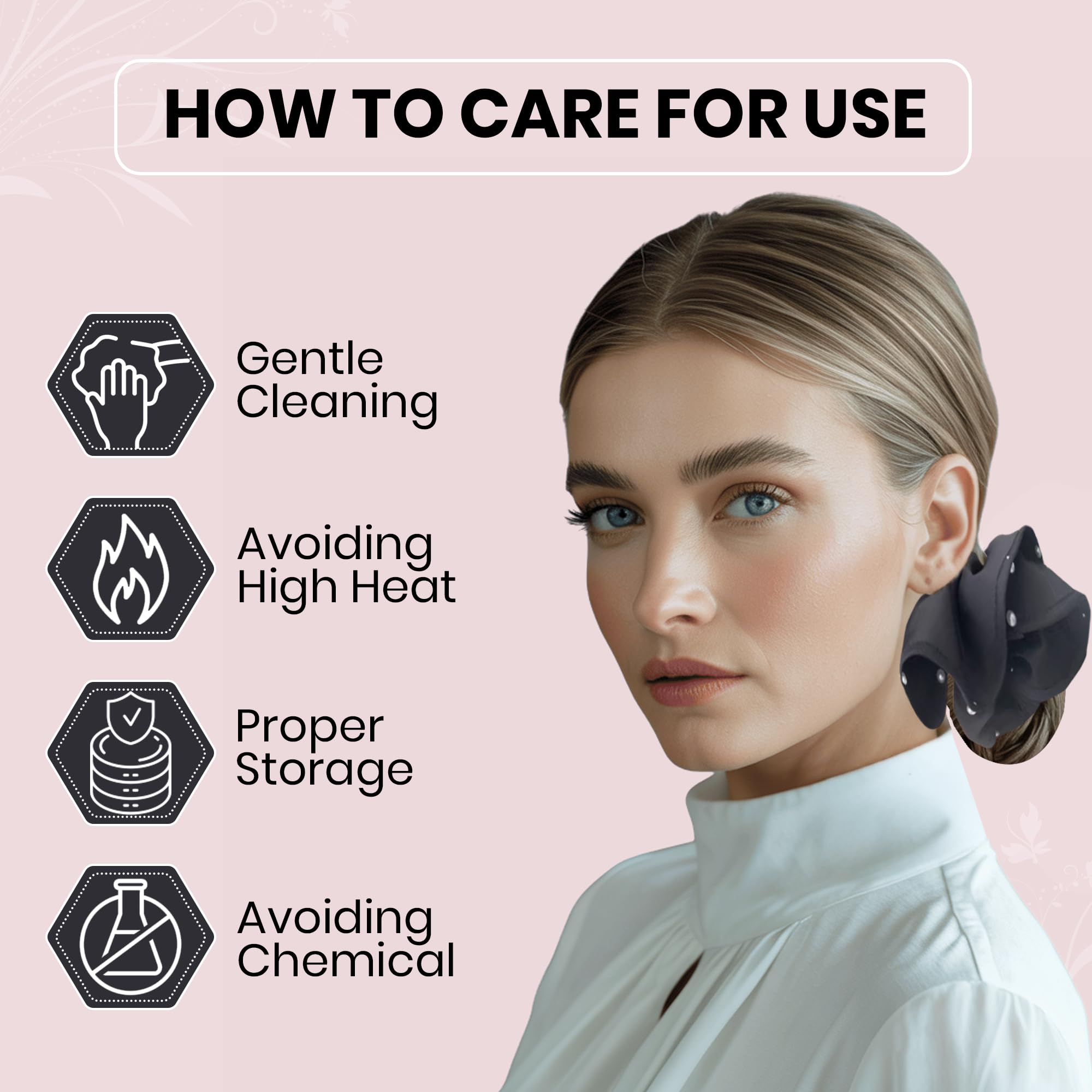 3PCS Satin Hair Scrunchies For Women: Vintage Chic Accessories for 50s Outfits – Soft, No-Damage Silk Hair Ties Bands with Pearl and Polka Dot Designs