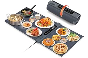 3-Zone Independent Warming Mat for Food 40"x17" XXL, Food Warming Mat with 17 Precise Temp Levels & 1–6H Timer, Heating Mat f