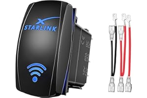 Starlink Rocker Switch 12V-24V DC, Marine Heavy Duty Waterproof Rocker Toggle Switch with Jumper Wires, 5 Pin SPST On-Off Sta